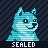 A sealed inu: a cyan hologram waiting to be measured